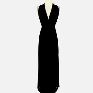 K Too Halter High Slit Jersey Maxi Gown Black Size Small NWT